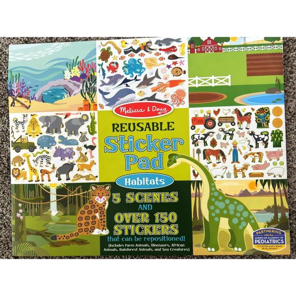 Melissa & Doug Reusable Sticker Pad HABITATS 5 Scenes & Over 150 Stickers - Picture 1 of 8